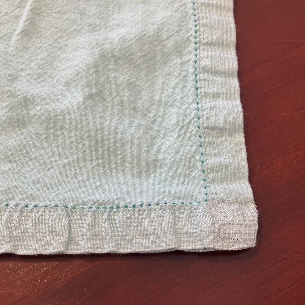 Cynthia Rowley Mint Green Tablecloth with shiny trim